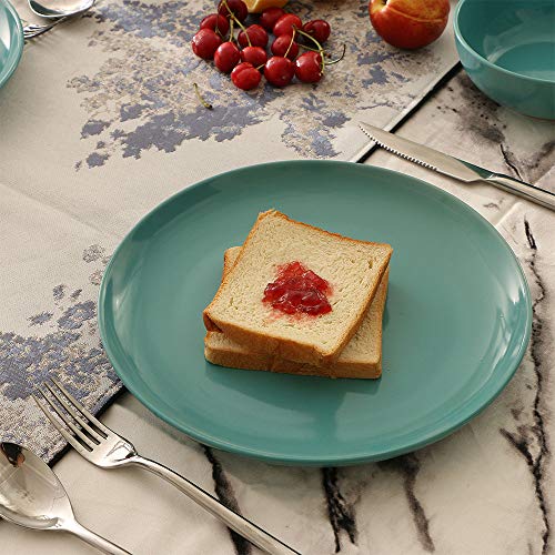Warebest Stoneware Dinner Plate Set of 4 (10.5", 4-Piece),Porcelain Tableware Teal Blue Ceramic Dishes Set