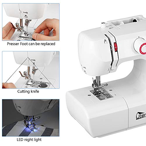 Kranich Sewing Machine 2 Speed 16 Stitches Double Thread Needle Portable Sewing Machine 24W