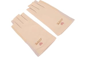 Generic UV Protection Manicure Gloves Stretchy Breathable Fingerless Nail Lamp for Girls, Fiber Cotton Material