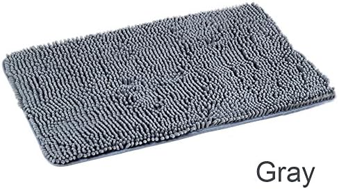 Qich non-slip chenille carpet mats kitchen bathroom bath mats absorbent doormat (Gray)