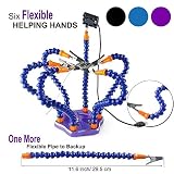Crazepony Soldering Station Tool with 7pcs Helping Hands ,Third Pana Hand (7 Arms,Non-slip Aluminum Base,Built in Trays,Heat Resistant covers, 360 Degree Swiveling Clips, Brushless DC Fan)