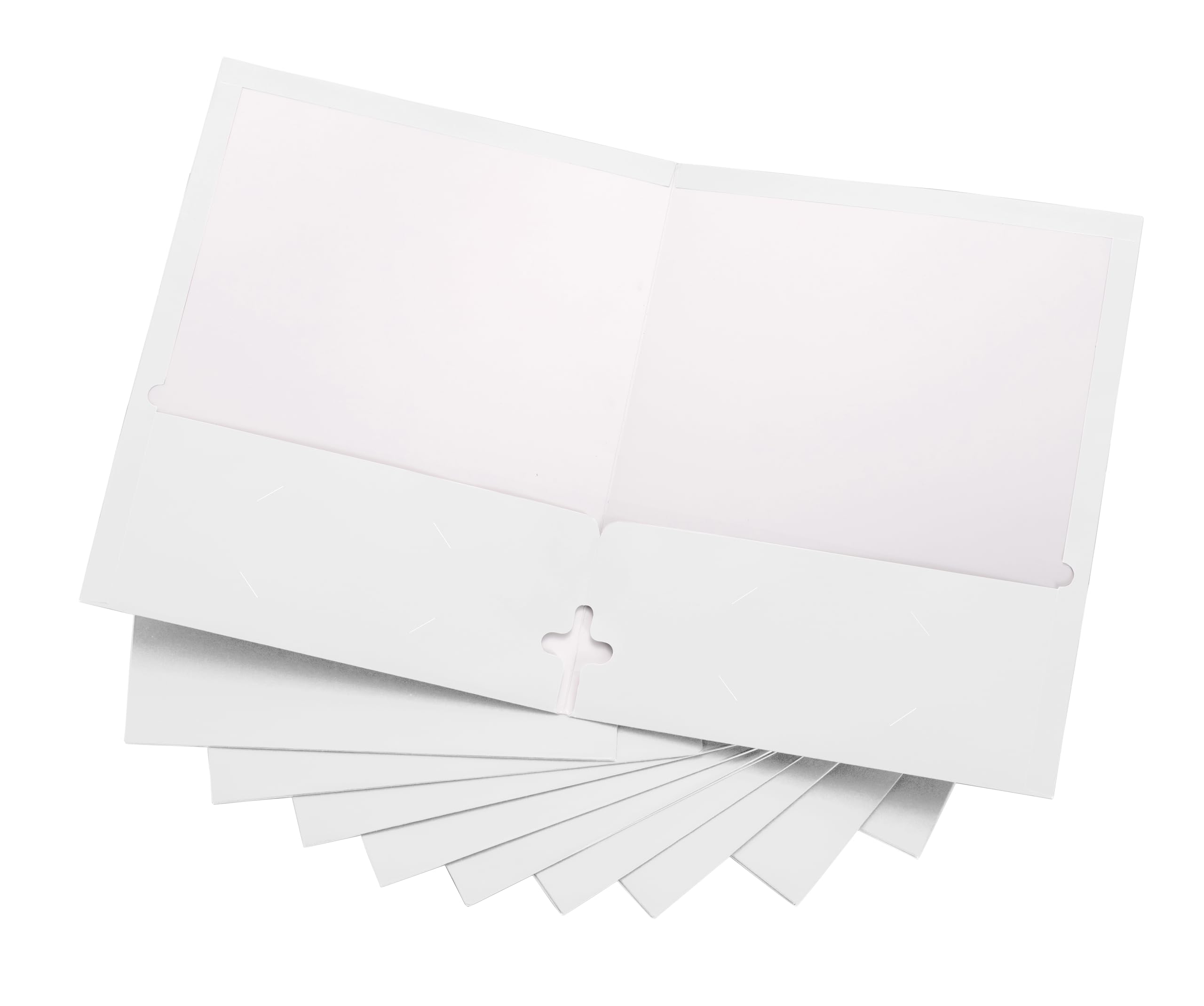 Photo 1 of 10 Pack Two Pocket Folders, White, Strong Thick Paper Folders, for Letter Size, by ACTIVITYya