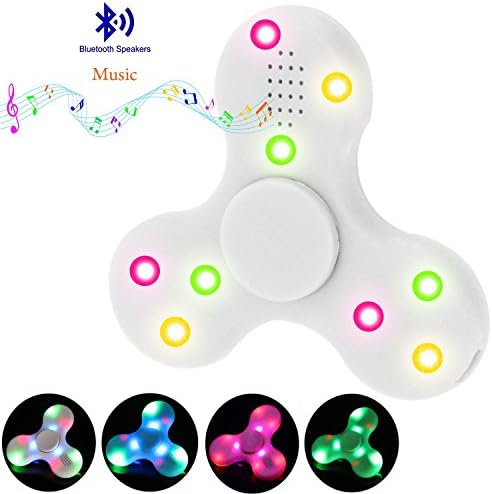 Palmary® NEW LED Light Switch MINI Bluetooth Speaker Music Fidget Spinner Toy EDC Hand Fidget Spinner (White)