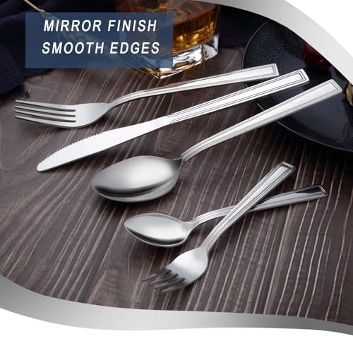 Hunnycook Silverware Set for 12-60PCS Stainless Steel Silverware Set, Include Fork Knife Spoon Set, Mirror Polished, Dishwasher Safe, Cutlery Set for Home Kitchen Restaurant