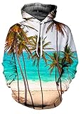 Delcoce Unisex Digital Print Big Pockets Long Sleeve Pullover Hoodie Sweatshirts
