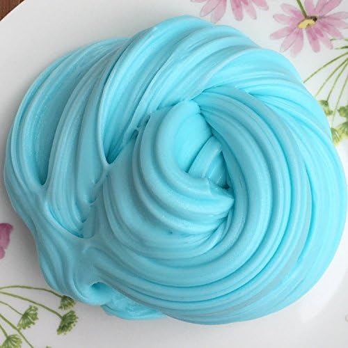 Planet slime shop TURQUOISE FLUFFY SLIME FAT STRETCHY BUTTER FLOAM NON TOXIC SAFE AND WASHABLE PUTTY STRESS RELIEF SENSORY TOY ADHT ASMR NO BORAX DELICIOUS BUBBLEGUM FRAGRANCE! (50g)