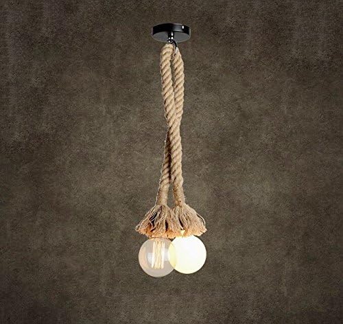 Adsled Adison 1.8 Meter Rope Wire Cord 2 E27 Drop Light Vintage Chandelier Dining Room Ceiling Pendant Light Creative Bar DIY Cafe Fairy Lampshade Lamp Decor （Exclude Bulbs)