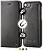 iPhone 8 / iPhone 7 Leather Wallet Case - Folio Book in Italian Style, Genuine Flip Case, 3 Card Holder and Cash with KickStand Function - Magnetic Clip Closure & Premium Detachable Hard Cover - Black