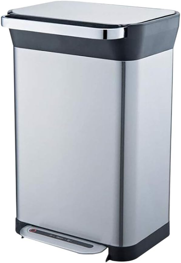 WBJLG 50 Liter / 13 Gallon Stainless Steel Rectangular Kitchen Step Trash Can