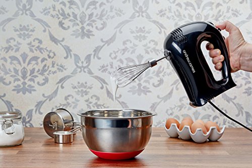 Andrew-James-Leistungsstarker-300-Watt-Handmixer-Handrhrgert-in-Schwarz-mit-Chromschlgern-Schneebesen-und-Teighaken-5-Geschwindigkeiten-Turbo-Funktion-2-Jahre-Garantie