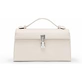 Clutch Purses for Women - White Clutch Purses for Women - Small Evening Bag - Trendy Top Handle Purse - Adjustable Crossbody Handbag PU Leather - White