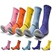 DEARMY Hiking Socks for Women/Men with Cushioned Moisture Wicking Sport Athletic Running Cotton Crew Socks-(5Pairs)(Medium (Shoe Size: 8-10), Orange/Yellow/Purple/Sky Blue/Pink)