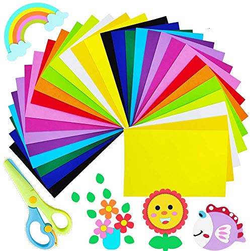 DSR 50 pcs Color A4 Medium Size Sheets 120-180 GSM (10 Sheets Each Color) Art and Craft Paper Double Sided Colored(Length -27.5 cm Width – 20.3 cm)