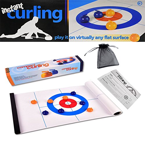 Happy Gift Tabletop Curling Game for Families. Adults vs The Kids in this Novel Fun Family Game,Puzzle Leisure,Best Toys for Kid Indoor or Outdoor (Curling)