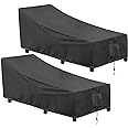 OutdoorLines Outdoor Waterproof Patio Chaise Lounge Chair Cover - UV Resistant Lounger Covers Heavy Duty Weatherproof Patio Sofa Furniture Covers, 2 Packs, 64Wx28Dx30H Inches, Black