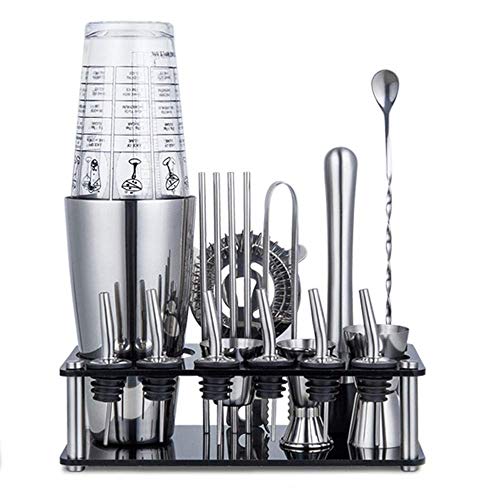 Cocktail Shaker Set Premium Bar Kit Korrosionsbeständig und leicht zu reinigen Manhattan Set 350ML + Regal + Entsafter – Bild 3