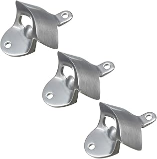 3er Flaschenöffner Wand Bieröffner Edelstahl Matt Unique Wandflaschenöffner Bar Bier Cap Öffner Wandhalterung inklusive Schrauben