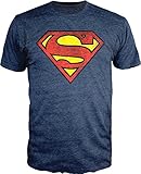 Superman Logo Shield Heathered Navy T-Shirt (Small)