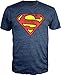 Superman Logo Shield Heathered Navy T-Shirt (Small)