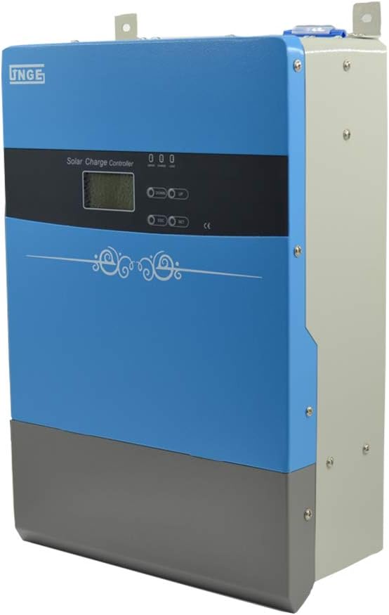 JNGE POWER 100A PWM Solar Charge Controller with RS232 for Communication and LCD LED Display for 2.5KW-50KW PV Input Off Grid Solar Power System (24V)