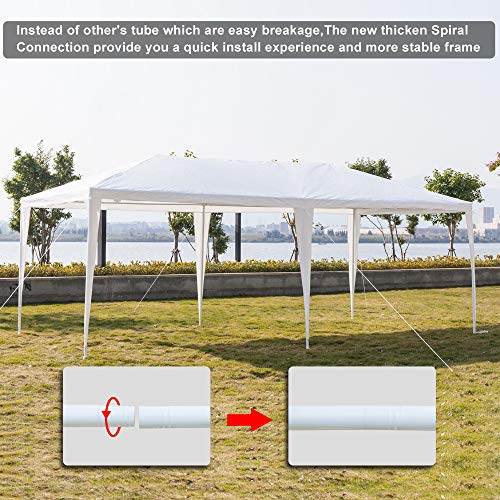 VINGLI 10' x 20' Outdoor Canopy Wedding Party Tent with 4 Removable Sidewalls and Zippered Door, Upgraded Steady Unique Frame Design,Sun Shelter Gazebo Pavilion Event, Pool Canopy