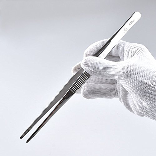 LIUNA Stainless Steel 25cm 10-inch Long Precision Straight Tweezers Forceps Aquarium Basin Tongs Kitchen Tools