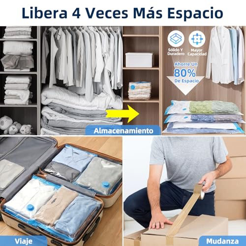 16 Piezas 60x40 cm Bolsas de Almacenamiento de Vacío con Bomba Eléctrica,Bolsas al vacio ropa viaje,80% de Ahorro de Espacio,Compresión rápida en 30s, Reutilizables, Almacenar Edredones,Cobertores