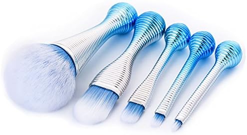 Iskas 5pcs Beauty Makeup Brushes Set Cute Lollipop Make Up Brush Kit Pure Gradient Blue Powder Foundation Concealer Eyeshadow Eyeliner Make Up Tools