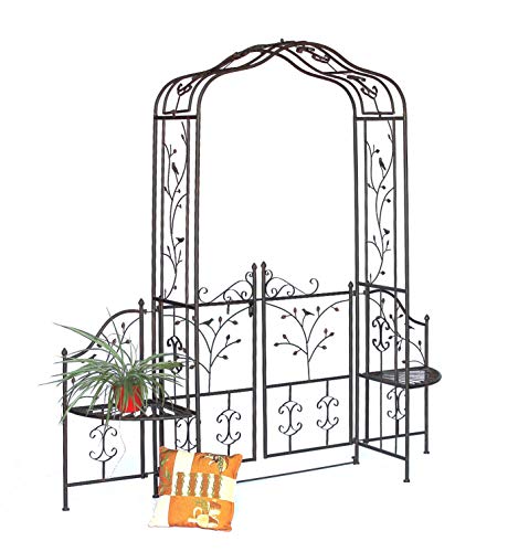 DanDiBo Rosenbogen mit Tür Metall 18602 Torbogen Gartentor Eisen Rankhilfe Rankgitter Rundbogen Tür – Bild 8