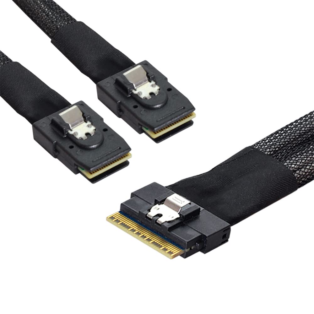 NFHK PCI-E Ultraport Slimline SAS Slim 4.0 SFF-8654 8i 74pin to Dual SFF-8087 Mini SAS Cable PCI-Express