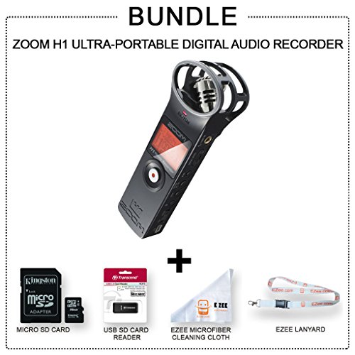 Zoom H1 Handy Portable Digital Recorder MORE VALUE Bundle +SD card +SD Card Reader + Lanyard + Microfiber Cloth