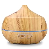 TONERONE 400ml Ultrasonic Aroma Essential Oil Diffuser Cool Mist Air Humidifier 4 Timers Setting 7 Color LED Light Changing & Auto Shut-off Function for Home Office Living Room Bedroom Spa Yellow
