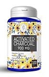 Activated Coconut Charcoal Capsules, 900mg, Pills, Organic, Food Grade Detox, Non GMO Capsules, For Detoxification,Teeth Whitening, Digestive System,To Prevent Hangove