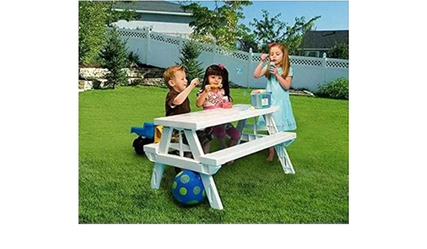 kids white picnic table