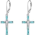 Cross Earrings 925 Sterling Silver Cross Dangle Drop Earring Gifts for Women