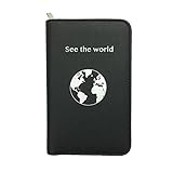 Phone Charging Passport Holder Travel Case w/Power Bank-iPhone, Galaxy & More-RFID Blocking (Black Onyx)