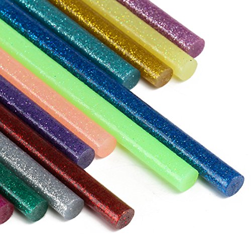 Naler Hot Glue Gun Sticks 7mm by 10cm Hot Melt Glue Sticks Mini Glitter 12 Colors 60Pcs for DIY Art Craft Woodworking