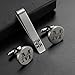 ZUNON Adult Unisex Silver Cufflinks - I Love You to the Moon & Back Engraved Wedding Groom Husband Boyfriend Best Man Tie Clip Tack Bar (I love you)