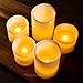 Hayley Cherie - Real Wax Flameless Candles with Timer (Set of 5) - LED Candles 5” and 3” Tall - Flickering Amber Flame - Battery Operated Pillar Candles – Large Unscented (Ivory)