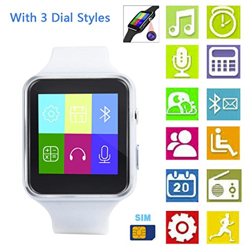 X6 BT3.0 Smart Watch Smartwatch Camera SIM For ios Android For Samsung (White)