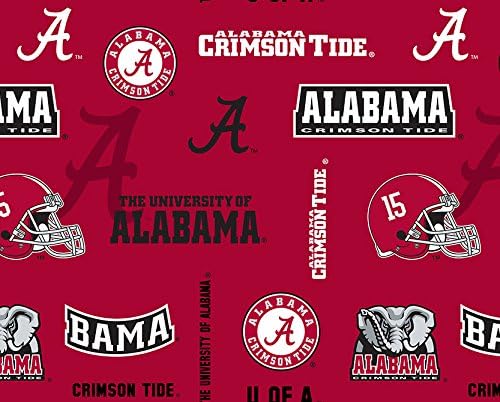 University of Alabama Crimson Tide Football Licensed All Over Fleece Fabric