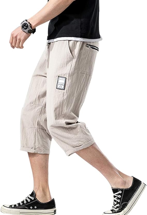 Amazon メンズ ハーフパンツ ゆったりパンツ ワイドパンツ 袴パンツ 大きいサイズ サルエルパンツ 七分丈 夏 ズボン スウェットパンツ調整紐 綿麻 無地 カジュアル オシャレ ロングパンツ 通販