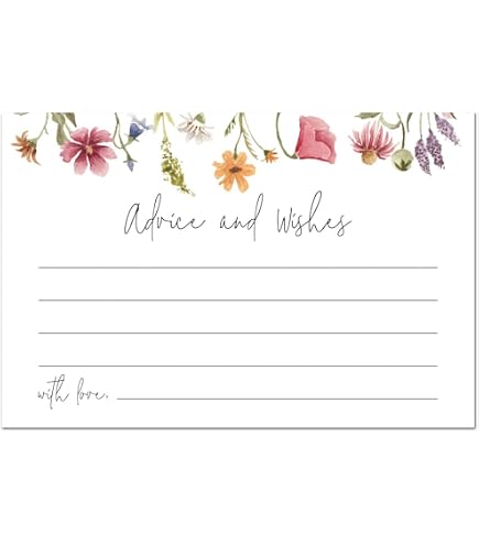 WwongxianB Set Of 25 Wildflowers Advice Cards - 4x6 Inch Fill-in Guest Book Cards For Weddings, Showers, Retirement - View #9
