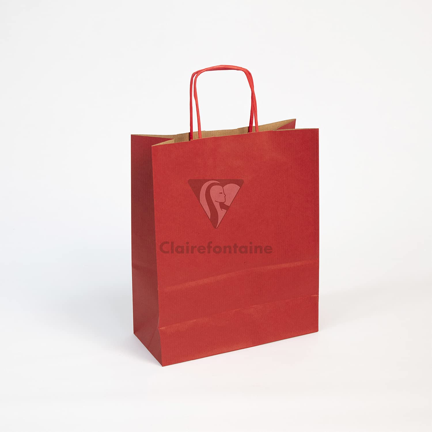 Clairefontaine 395702C - A Pack Of 25 Kraft Gift Bags - 22x10x27cm - 100g - Colour : Red - Twisted Handles - Ideal For : Gift Wrapping, Food Industry, Basic Bag