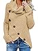 Actloe Women Cowl Neck Long Sleeve Asymmetrical Hem Sweaters Front Wrap with Button Maternity Pullover Jumper Plus Size Beige XX-Large