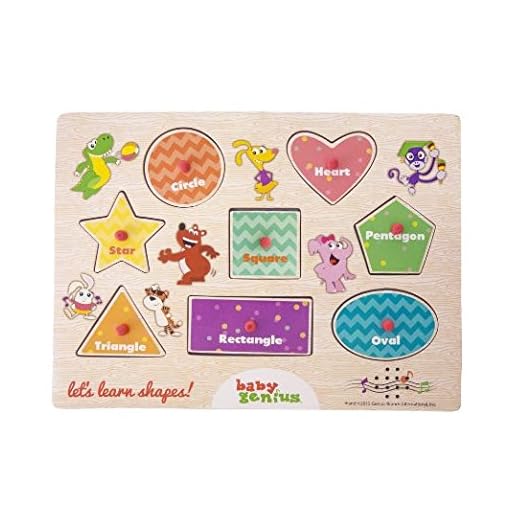 Baby Genius Let's Learn Shapes Interactive Electronic Sounds Wooden Puzzle with Peg Pieces by Manhattan Toy - Image 4