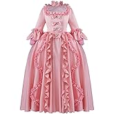MelangCos Women's 18th Century Rococo Costume Marie Antoinette Pink Princess Dress Court Ball Gown