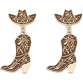 Colorful Enamel Western Boots Dangle Drop Earrings for Women Boho Cowgirl Cowboy Enamel Hat Boot Earrings Country Concert Party Outfits Jewelry Gift