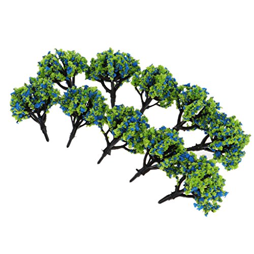Unbekannt 10 STK. 1/200 Modell Baum für Landschaft Modellbau Modelleisenbahn - Blau Grün – Bild 6