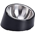 Super Design Mess Free 15° Slanted Bowl for Dogs and Cats, Tilted Angle Bulldog Bowl Dog Feeder, Non-Skid & Non-Spill, Easier to Reach Food S/0.5 Cup Dark Black